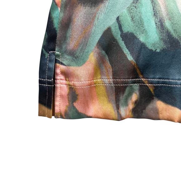 St. John Abstract Watercolor Luxe Silk Blend Blouse Size XL - Picture 5 of 5